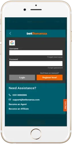 betBonanza Nigeria mobile app on Android smartphone